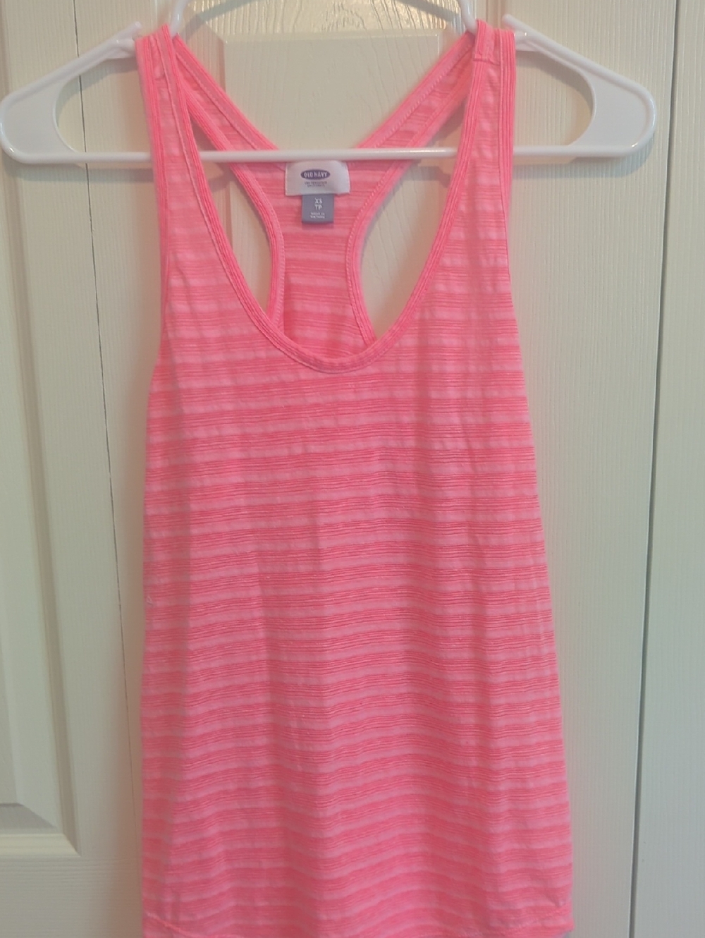 Old Navy Coral  Striped Racerback Tank Top